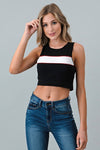 Crop top Negro y Blanco con Detalle Rojo