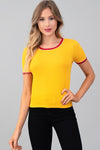 Playera Amarilla Cuello Rojo 90´s