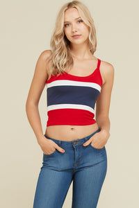 Thumbnail for Blusa de Tirantes Casual Rojo con Azul