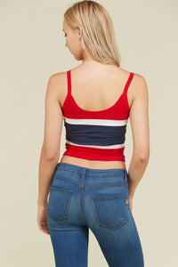 Thumbnail for Blusa de Tirantes Casual Rojo con Azul