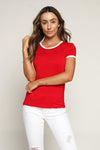 Playera 90´s Roja Cuello Blanco