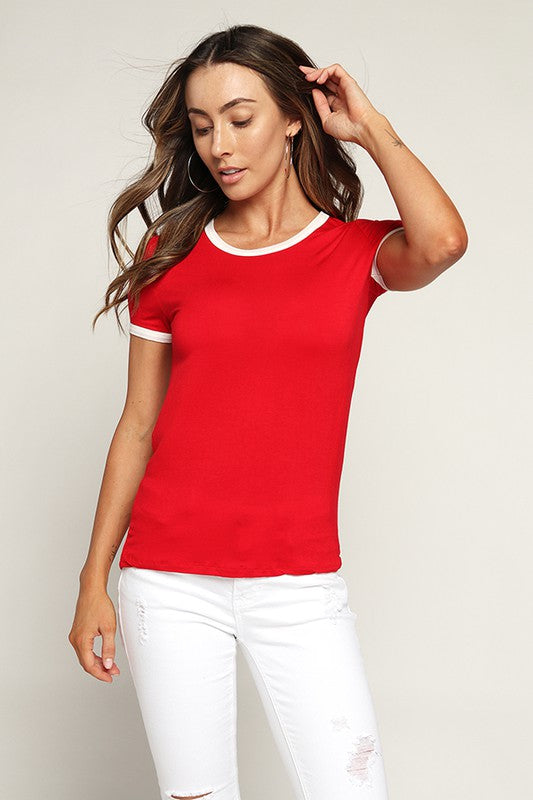Playera 90´s Roja Cuello Blanco