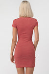 Vestido Corto Geometrico Terracota