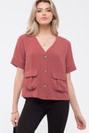 Blusa Terracota con Cierre de Botones