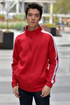 Sudadero Full Zipper Rojo de Franja Blanca Doble