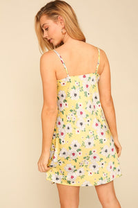 Thumbnail for Vestido Slip Dress Amarillo con Flores