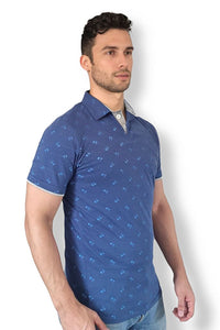 Thumbnail for Camisa Polo Blue Palm Trees