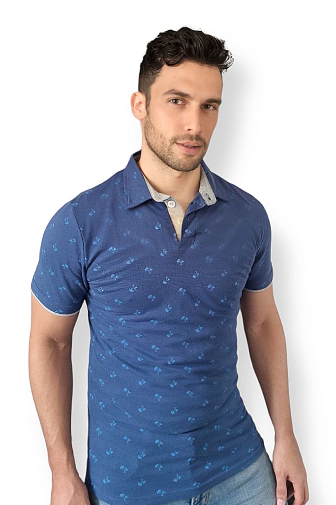 Camisa Polo Blue Palm Trees