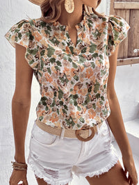 Thumbnail for Blusa Classy con Print Floral y Cuello Notch Manga Butterfly