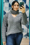 Sueter Tejido con Cuello de Tortuga Gris Cenizo