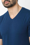 Playera de Algodon Cuello &quot;V&quot; Azul Marino
