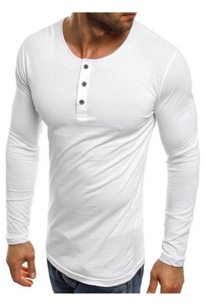 Camisa Casual de Botones Manga Larga Blanca