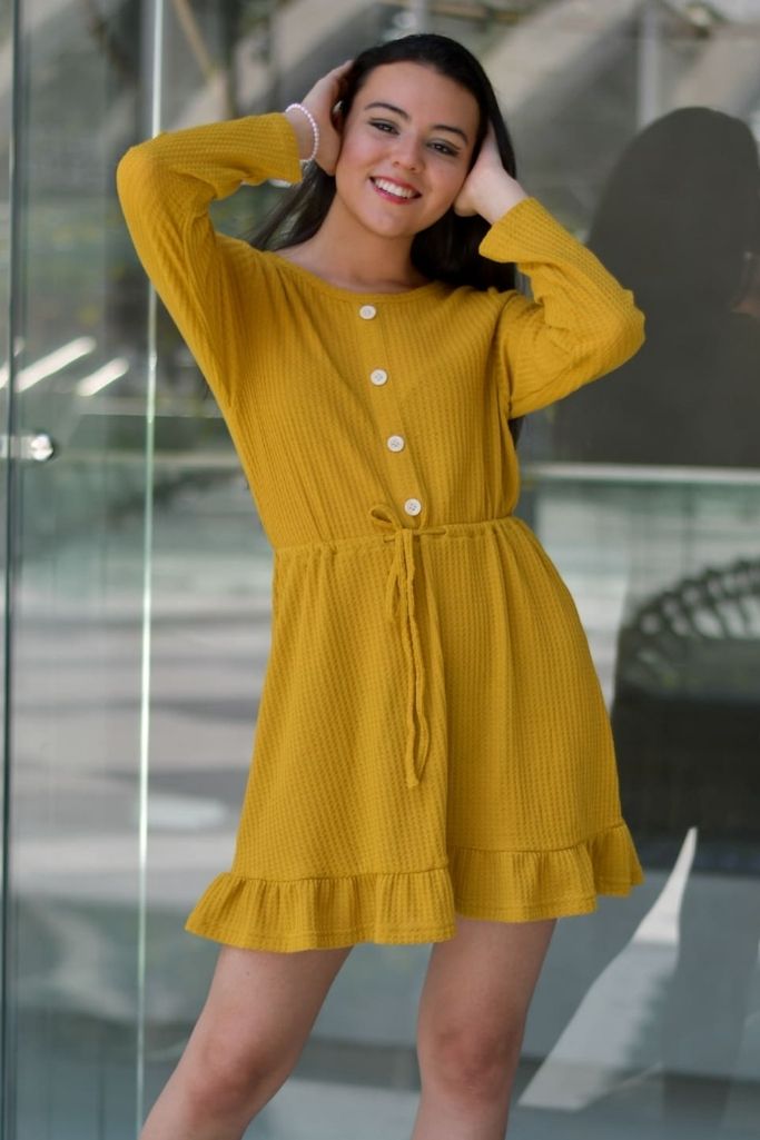 Vestido Primavera Mostaza