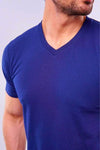 Playera Azul Cuello V Ultra Soft Manga Corta