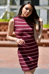 Vestido Stripes Sin Manga Cuello Alto Corinto