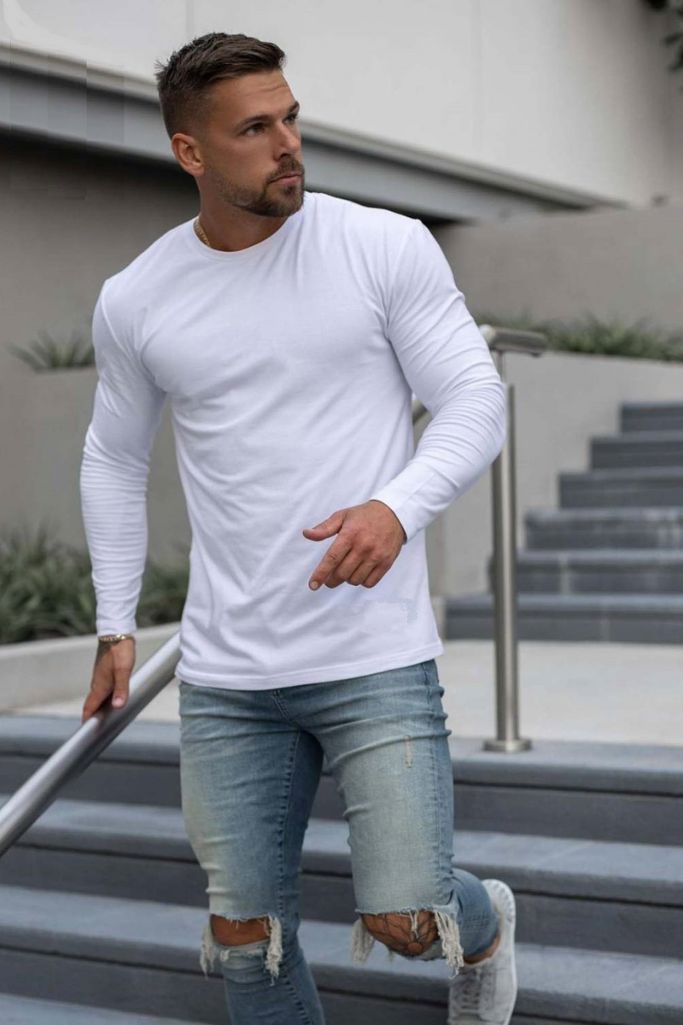 Camisas Tipo Suéter Manga Larga Hombre Camisas Manga Larga Henley