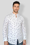 Camisa Cuello Chino Manga Larga Blanca Bring