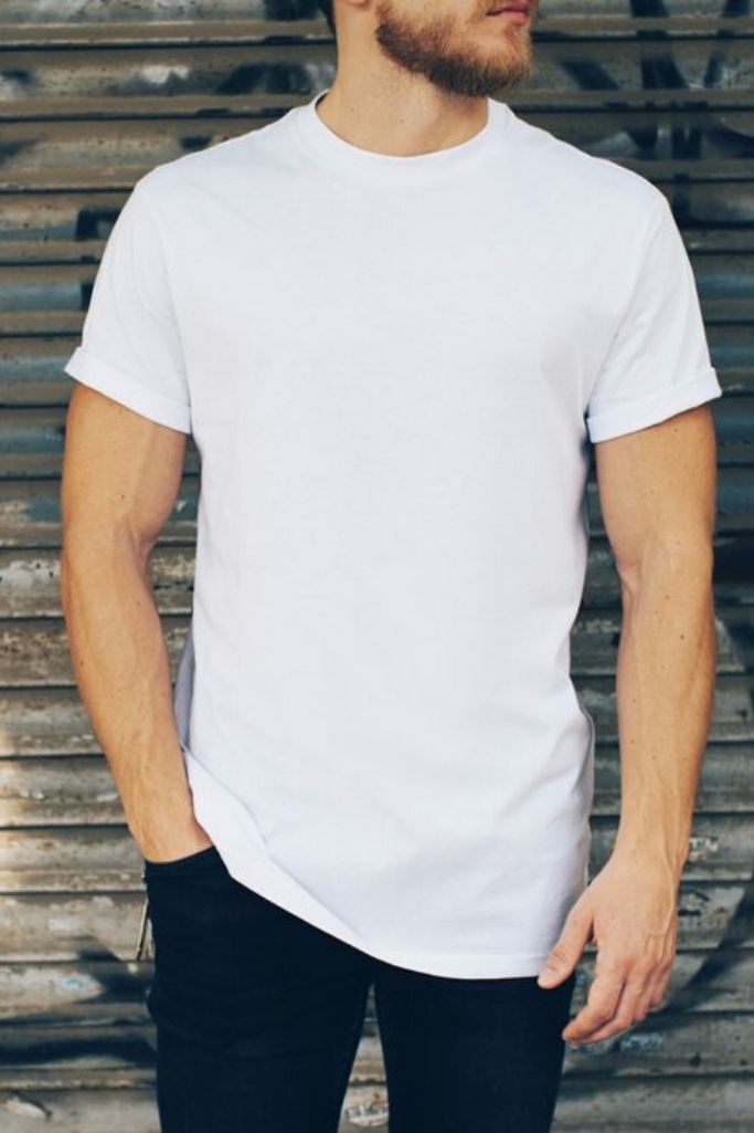 Playera manga corta blanca de algodón para hombres