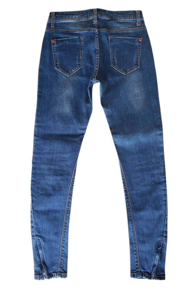 Pantalon de Lona Azul con Zipper al Ruedo